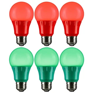 Decorative Holiday Light Bulbs, Christmas Lighting, LED A19, 3W, 6PK - Picture 1 of 1