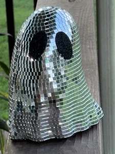 NEU Halloween DEKO Disco RETRO Spiegel Ghul GEIST Deko Silber 8" hoch - Bild 1 von 19