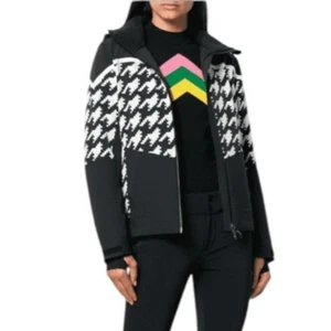 Perfect Moment Houndstooth Ski Jacket Hooded Sporty Chic Outerwear - Picture 1 of 11
