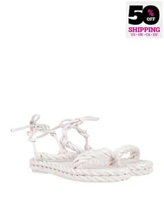 RRP€690 VALENTINO GARAVANI sandali alla caviglia in pelle US7 UK4 EU37 attorcigliati - Foto 1 di 10