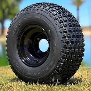 Knobby 18x9.5-8 Golf Cart Tires/ATV Tires & 8" BLACK Steel Wheel Combo Set of 4 - Picture 1 of 5