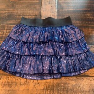 Size 8 The Children's Place Tiered Ruffle Sequined Mini Skirt Royal Blue EUC