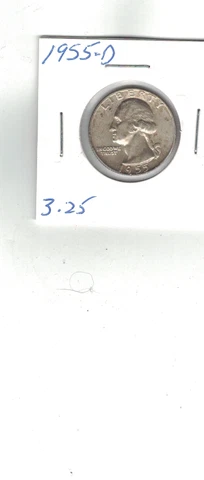 1955-d, Washington Silver Quarter Low Mintage 3.25 Million Cover