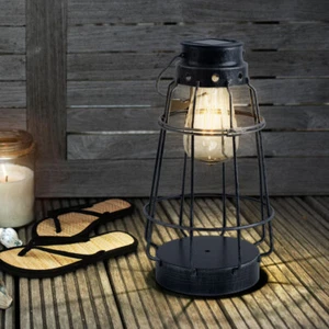 Solarleuchte Außenlampe Laterne Garten Akku maritim IP44 altsilber LED H 27 cm - Bild 1 von 12