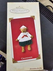 Vtg 2002 Hallmark Keepsake Grandson Teddy Bear Sailor Christmas Ornament  - Picture 1 of 3