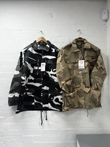 Men's Camo Jacket Vintage US Army Military Field Top Combat UnLined Coat Camo - Picture 1 of 4