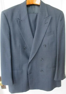 Nino Cerruti Rue Royale Suit 42R Double Breasted Navy Wool Pleated Pants - Picture 1 of 7