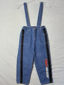 Harley Davidson Youth Jeans Size 7 Carpenter attached Suspenders Embroidered  - Picture 1 of 14