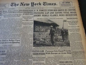 1951 APRIL 25 NEW YORK TIMES - U. N. FORCES STEM RED DRIVE IN CENTER - NT 5949 - Picture 1 of 2