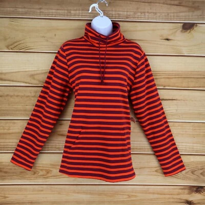 Sudadera St. John's Bay para mujer talla M naranja a rayas mezcla de algodón cuello alto Foto 1 de 4