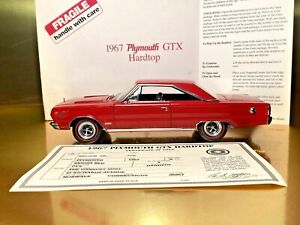 Danbury Mint 1967 Plymouth GTX Hardtop Bright Red Boxed Title Care Instructions