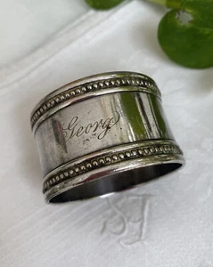 Vintage Napkin Holder Hallmarked Silver Engraved "GEORG" AS IS - Picture 1 of 3