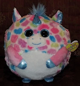 Ty Beanie Baby Ballz Fable Unicorn Polka Dot Plush 8” Tall Pink Blue Green Toy C - Picture 1 of 6