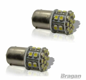 2x 12v/24v BA15S 5050 SMD 27 Bremslicht LED Turn Tail weiß Einzelkontakt Glühbirne - Bild 1 von 5