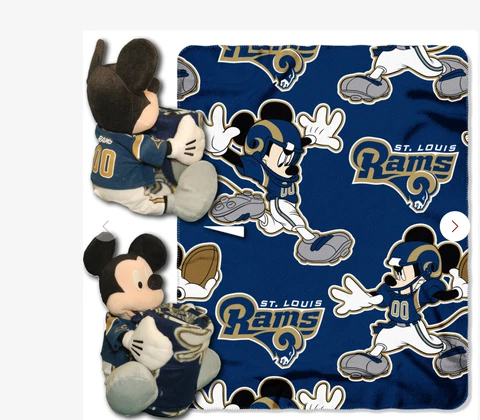 Officially Licensed NFL Co-Branded Mickey Mouse "Hugger and Fleece Throw" Cover