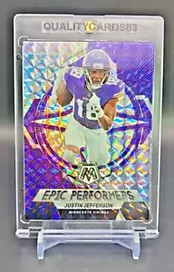 JUSTIN JEFFERSON RAINBOW REFRACTOR INSERT CARD WITH CASE NFL VIKINGS JERSEY #18 - Picture 1 of 6