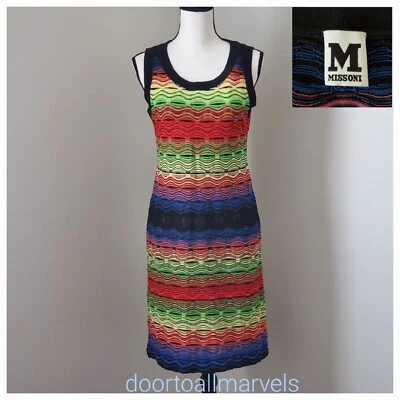 Vestido sin Mangas Missoni Italia Boho Tejido Bodycon Mujer Talla Mediana Colores Audaces Foto 1 de 4