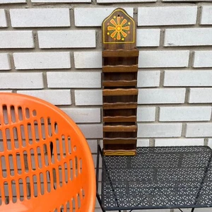 Retro 60s Marigold Wood Mail Organizer - Picture 1 of 8