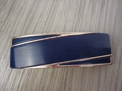Clip de pelo de colección con pasador azul marino tono plata hecho en Francia pérdida de pintura ver fotos Foto 1 de 4