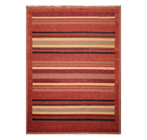 8'8"x 11'10" Nourison Soumak NS16 Stripes Hand Knotted Wool Area Rug Rust Modern - Picture 1 of 6