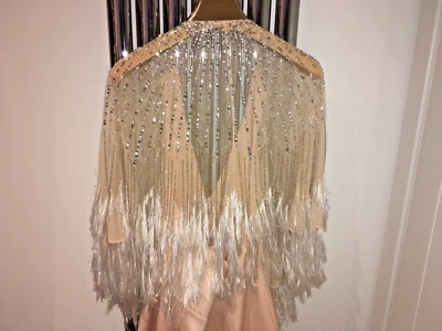 ASOS Stunning Mesh and Beads Cape Midi Blush Party Occasion Dress UK22 - Image 1 of 4