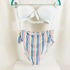 Xhilaration One Piece Swimsuit Cut Out Bow Striped Pastel Colorful Size L