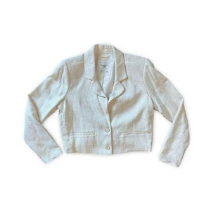 Abercrombie & Fitch Jacket Women's Tweed Ivory Blazer Coat Outdoor Size Large - Picture 1 of 6