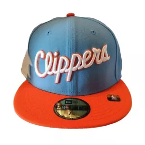 LA Clippers New Era Azul Claro/Naranja 2021/22 Edición City Ajustado Talla 7 1/4 - Imagen 1 de 5