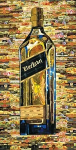 Póster collage de arte impresión de etiqueta azul whisky hecho de etiquetas de whisky - Imagen 1 de 1