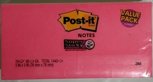 Post-It Notes Pastiglie Super Adesive, 3x3 Pollici, 16 Pad, 90 Fogli/Tampone, Totale 1440 - Foto 1 di 3
