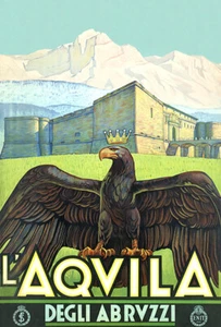 L'Aquila - Degli Abruzzi - Italy - 1934 - Travel Poster - Picture 1 of 1