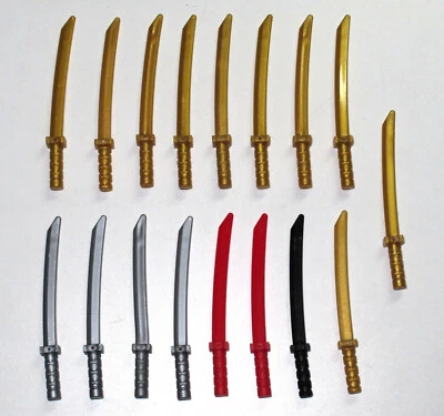 Lego Minifigures Weapon Sword, Shamshir/Katana  Mixed  Colors  17 pcs. NEW! - Image 1 of 2