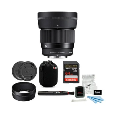 Sigma 56mm f/1.4 DC DN Contemporary Lens for Sony E with 64GB Bundle - Image 1 of 4