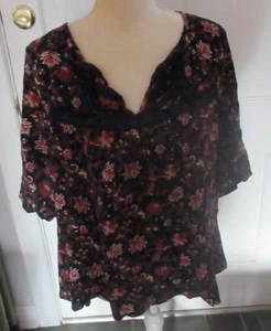 Gibson multicolor floral Short Sleeve lace trim Top size 3X - Picture 1 of 3