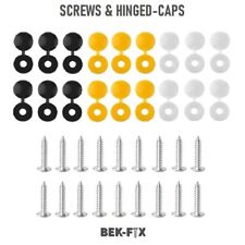Number Plate Fitting Kit 18 Self Tapping Screws & 18 Hinged Plastic Caps BEK-FIX