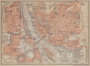 Riga town/city plan pilsetas karte. Latvia. BAEDEKER 1914 old antique map - Picture 1 of 1
