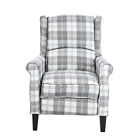 Recliner Armchair Tartan Chair Wing Back Sofa Lounge Chair Adjustable Footrest