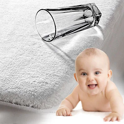  WATERPROOF MATTRESS PROTECTOR FITTED BABY COTBED TERRY SHEET 160x80cm • 10.99£
