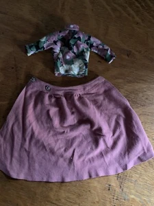 Vtg Barbie Floral Blouse TLC W/ Long Dusty Rose Pink Wraparound Skirt - Picture 1 of 10