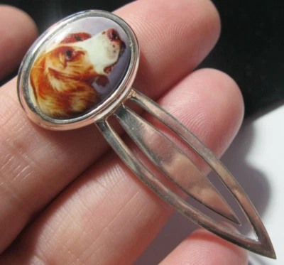 Beautiful New Sterling Silver Enamel Cameo Beagle Dog Bookmark Gift - Immagine 1 di 4