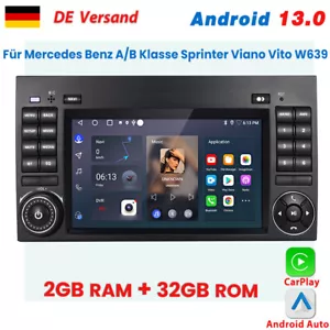 7” Für Mercedes Benz W639 W906 W169 Sprinter Viano Vito Carplay Autoradio GPS BT - Bild 1 von 12