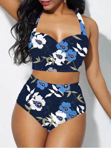 Tennessee Titans Women's Two Piece Swimsuit High Waist Bikini with Bottom Gift Cover