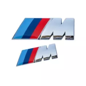 2x BMW M Emblem Logo silber Glanz Kotflügel Badge Seite M Paket 45x15mm Emblem - Bild 1 von 2