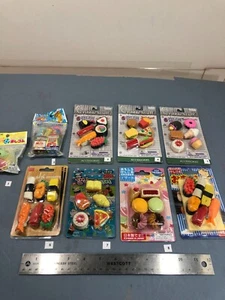 9 sets Assorted Japanese Fruit / food shaped erasers realistic - Picture 1 of 14