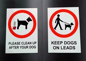 Dog signs - Please clean up after your dog / Keep dogs on leads - A5 dibond sign - Picture 1 of 1