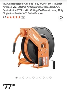 Vevor NT-A15 50ft Luftschlauch - Orange (KFSKQRGJ50384B5N3V0) - Bild 1 von 3