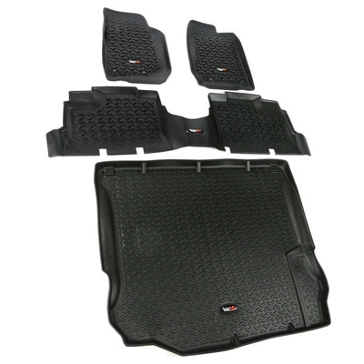 Rugged Ridge Floor Liner Front/Rear/Cargo Black Fits 2011-2018 Jeep Wrangler - Image 1 of 4