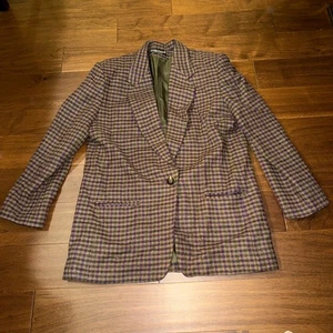 Vintage Benard Holzman Damen Blazer L Hahnentritt Wollmischung Mantel Schulterpolster - Bild 1 von 5