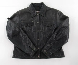 Harley Davidson Women's Genuine Leather Snap Front Jacket Size L #VT583 - Picture 1 of 7