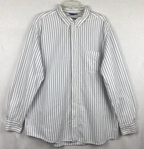 CHAPS Mens Size XXL White & Blue Striped Button Down Cotton Shirt Thick Soft - Picture 1 of 10